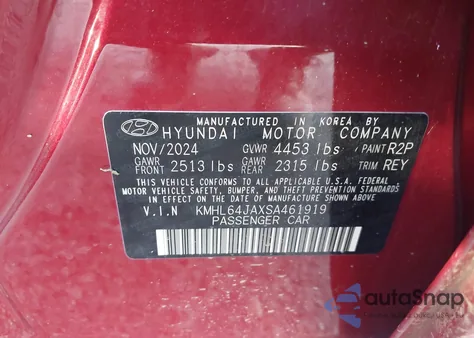 2025 Hyundai Sonata Sel z USA, uszkodzony, nr VIN KMHL64JAXSA461919